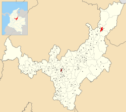 Location of the municipality and town of Panqueba in the Boyacá Department of Colombia.