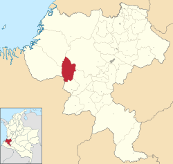 Location of the municipality and town of Argelia in the Cauca Department of Colombia.