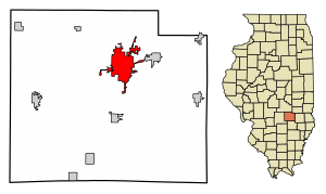 Location of Effingham in Effingham County, Illinois