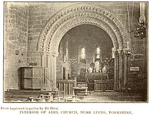 Interior of Adel Church, near Leeds, Yorkshire, ca. 1890