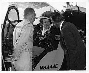 Jean Dougherty Strother (b. 1921) (center). Also pictured E.J. Ducayet (right) and R.C. Buyers (left) (5493776787).jpg