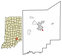 Location of Vernon in Jennings County, Indiana.