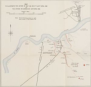 MAP TO ILLUSTRATE THE ACTION OF BAIT ISA ON 17TH. & 18TH. APRIL 1916 AND THE ATTACK ON SANNAIYAT 22ND. APRIL 1916