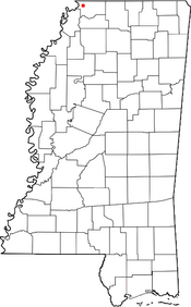 Location of Town of Walls in Mississippi