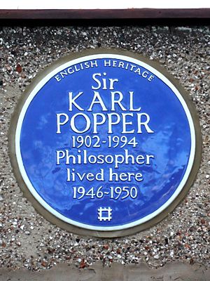 Sir KARL POPPER 1902-1994 Philosopher lived here 1946-1950
