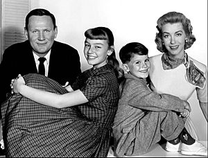 Wendell Corey, Patty McCormack, Ray Farrell, and Marsha Hunt from Peck's Bad Girl - 1959