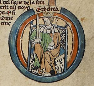 Æthelred as depicted in the early-fourteenth-century Genealogical Roll of the Kings of England 
