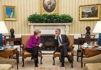 photograph of Merkel and Obama