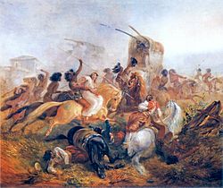 Argentine soldiers under Indian attack by Rugendas