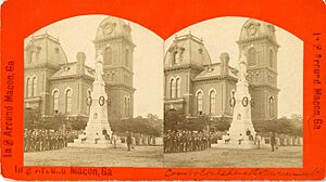 Bibb County Courthouse and Confederate monument, circa 1870s - DPLA - 259179f204f13fbdd8e6853c63488e7b