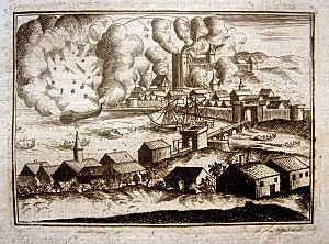 Bombardement Dieppe 1694 gravure de 1701