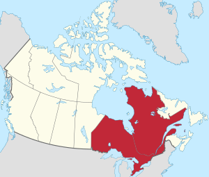Map of Central Canada, defined politically