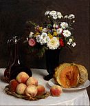 Henri Fantin-Latour - Still Life with a Carafe, Flowers and Fruit - Google Art Project