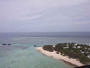 Heron Island, Australia - Harbour and HIRS from helicopter