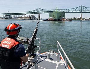 Coast Guard Station Boston on security patrol in Boston Harbor (29850519022)