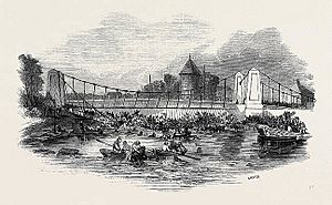 Fall of the Suspension Bridge, at New Yarmouth, on Friday, 2 May - ILN 1845
