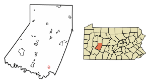 Location of Armagh in Indiana County, Pennsylvania.
