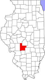 Map of Illinois highlighting Montgomery County