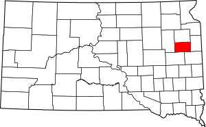 Map of South Dakota highlighting Hamlin County