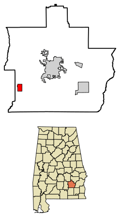 Location of Goshen in Pike County, Alabama.