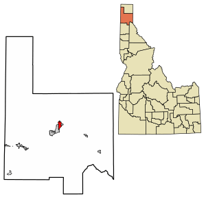 Location of Ponderay in Bonner County, Idaho.