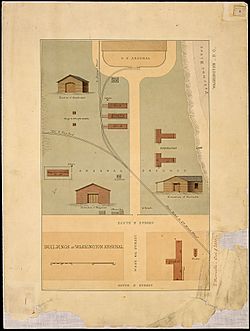 Buildings at Washington Arsenal (now Fort Leslie J. McNair), Washington, D.C. (Ground plan and views.) - NARA - 305819