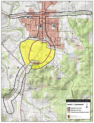 Map of Fredericktown Battlefield core and study areas by the American Battlefield Protection Program