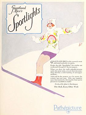 Grantland Rice Sportlights ad in Motion Picture News (March 6, 1926 to April 24, 1926) (page 363 crop)