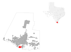 Location of Hidalgo, within Hidalgo County, Texas