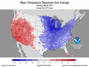 January to March 2014 average temperature departures in the United States.gif