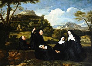 Jean Baptiste de Champaigne (1631-1681) (attributed to) - Saint Benedict and Saint Scholastica and Two Companions in a Landscape - 290251 - National Trust.jpg