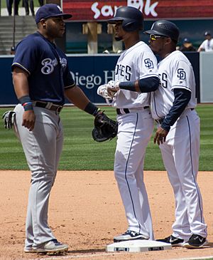 Jesús Aguilar, Allen Córdoba and Johnny Washington on May 18, 2017 (cropped).jpg