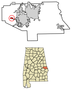 Location of Loachapoka in Lee County, Alabama