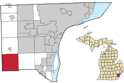 Location within Wayne County