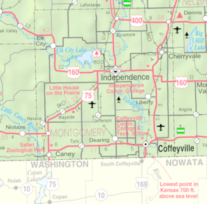Map of Montgomery Co, Ks, USA