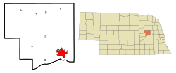 Platte County Nebraska Incorporated and Unincorporated areas Columbus Highlighted.svg