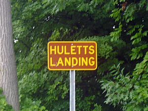Sign entering Huletts Landing edited