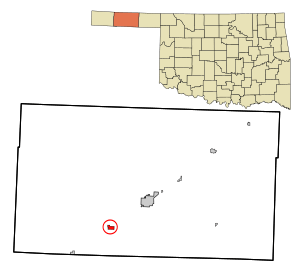 Location in Texas County and state of Oklahoma.