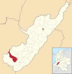 Location of the municipality and town of Isnos in the Huila Department of Colombia.