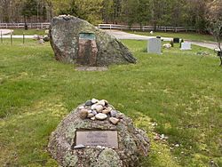 Memorial boulders for artists Lee Krasner (foreground) and her husband Jackson Pollock (background) in Green River Cemetery
