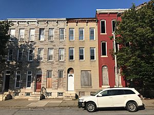 Rowhouses on the 1100 block of N. Fulton Avenue in Sandtown-Winchester, Baltimore