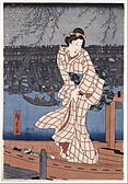 Utagawa Hiroshige - Evening on the Sumida river - Google Art Project