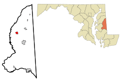 Location of Ridgely, Maryland