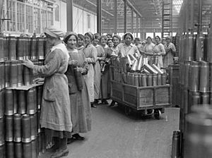 Cartridge cases at Woolwich Arsenal 1918 IWM Q 27848