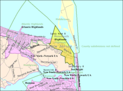 Census Bureau map of Highlands, New Jersey