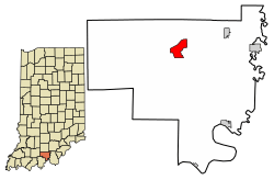 Location of English in Crawford County, Indiana.