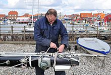 Dockworker in the harbour Ringkøbing, Jutland, Denmark