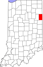 Adams County's location in Indiana