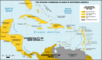 Spanish Caribbean around 1600. The Captaincy General of Santo Domingo in the center.