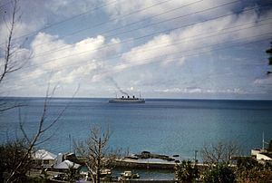 The Queen of Bermuda departing the island in December 1952 or January 1953